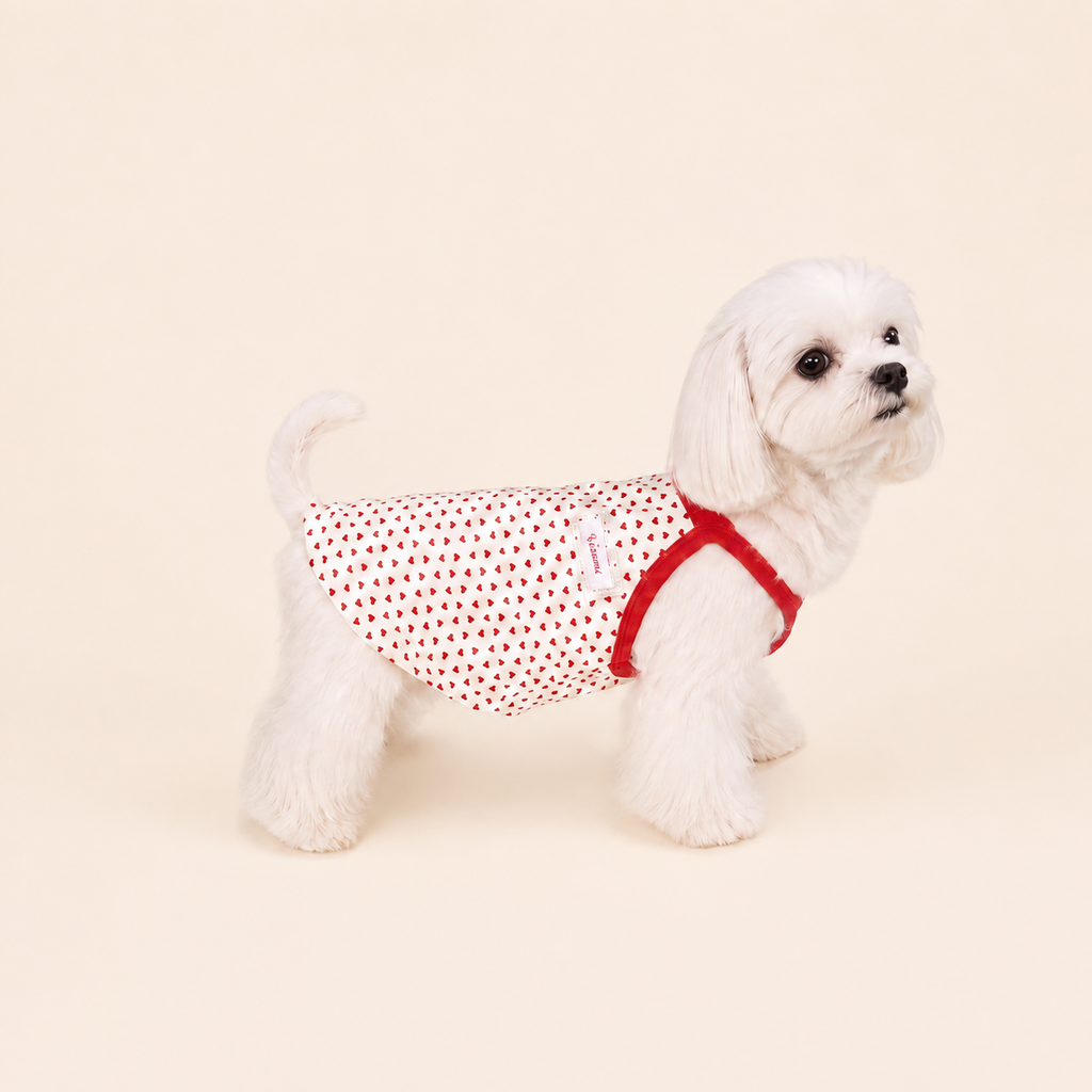 Heart Me Red Heart Print Dog Tank Top for Small Dogs