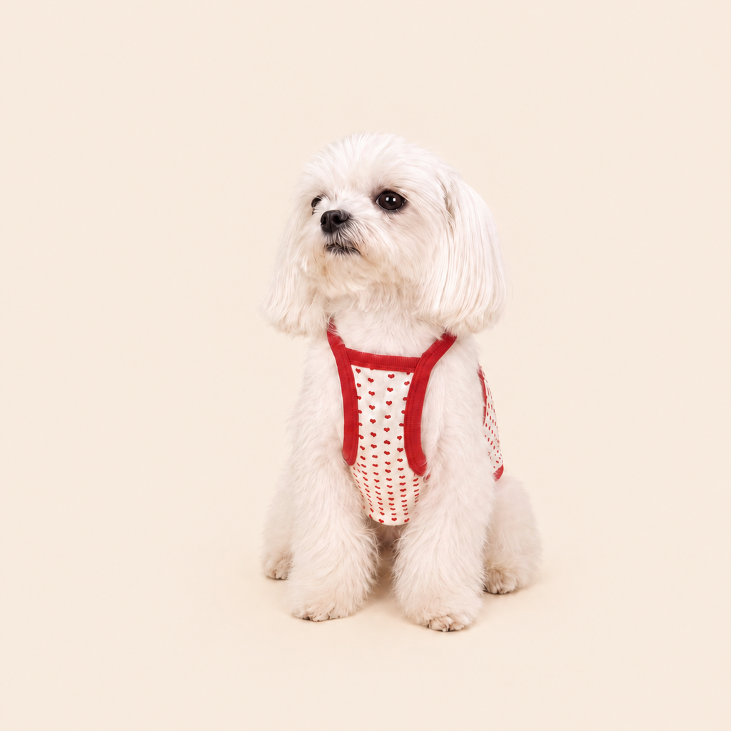 Heart Me Red Heart Print Dog Tank Top for Small Dogs