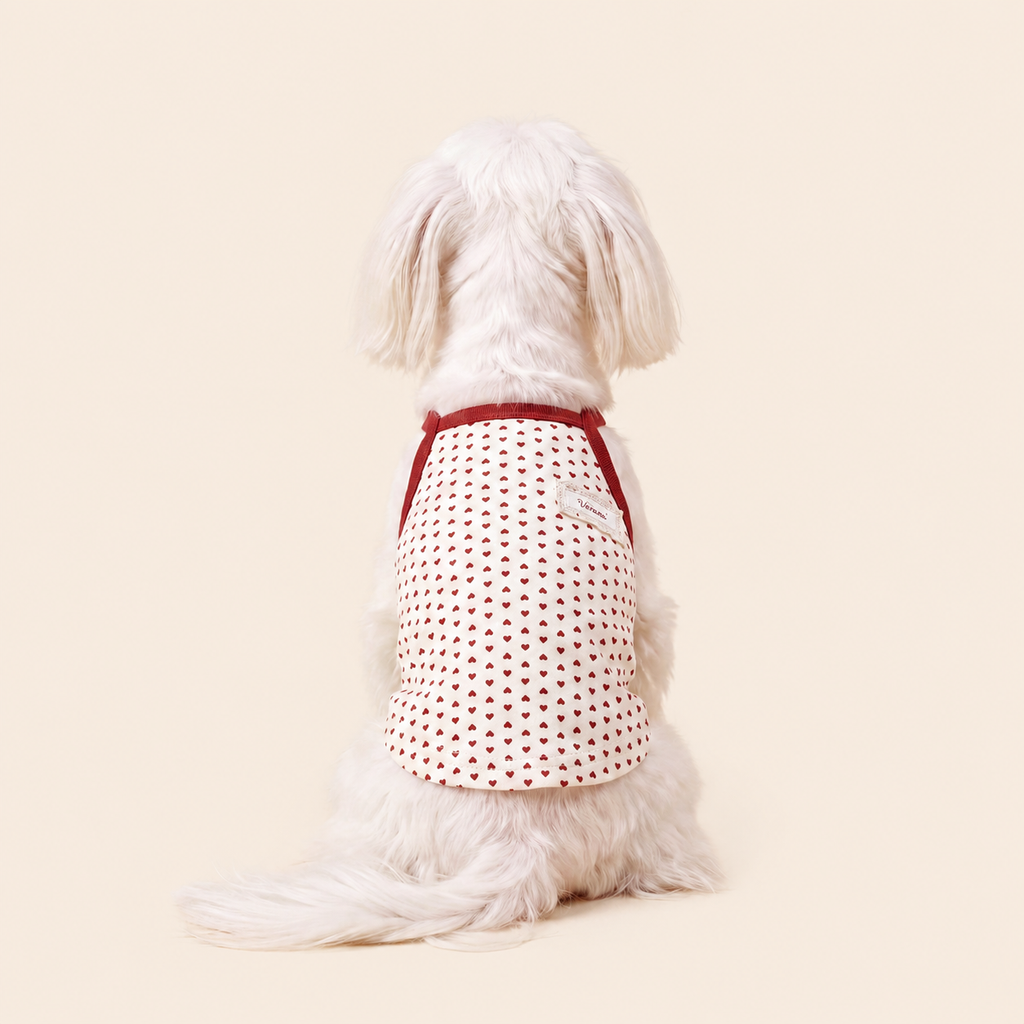 Heart Me Red Heart Print Dog Tank Top for Small Dogs