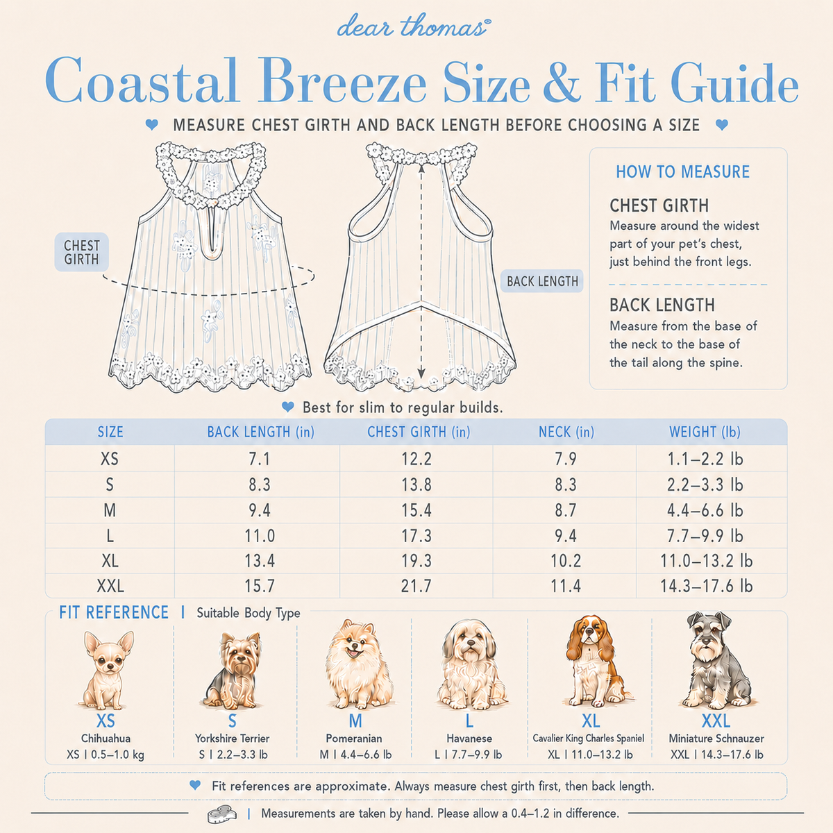 Coastal Breeze Blue Embroidered Small Dog Dress