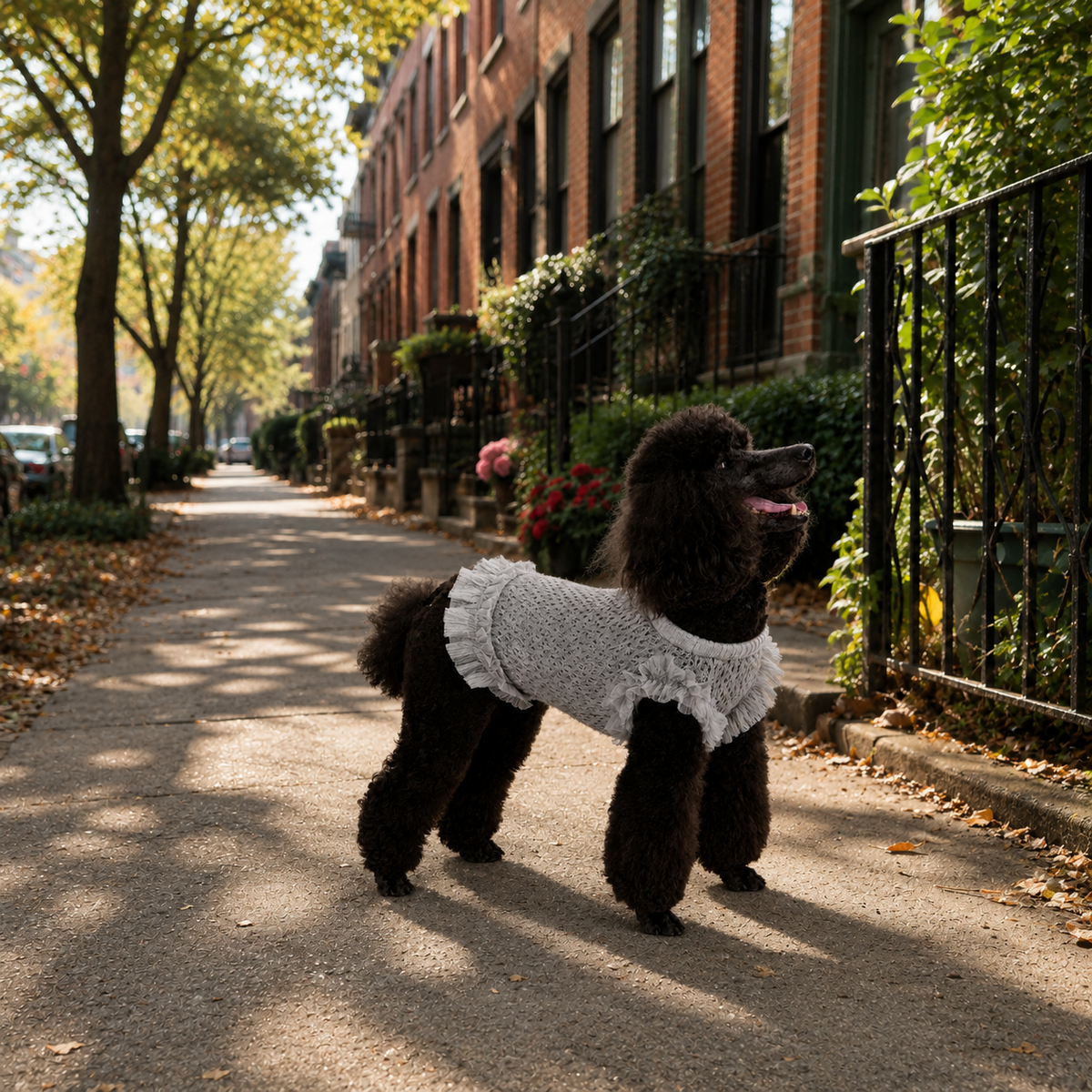 Grey Cloud Ruffle Knit Small Dog Sweater Dress